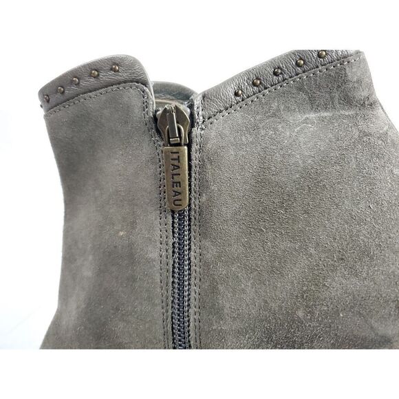 Italeau  Suede Ankle Boots w‎ side zipper genuine leather weatherproof sz 7.5 - Picture 5 of 12